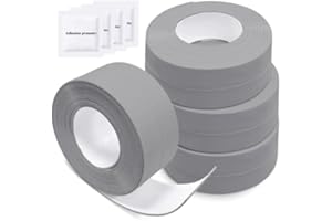 Senbaler 4 Rouleaux Joint Salle de Bain, Bande d'étanchéité Autocollante, Ruban Etancheite Adhesif, Bande de Calfeutrage Imperméable pour Cuisine Baignoire Douche (Gris)