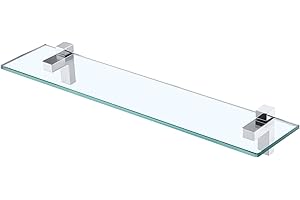 KES Bathroom Shelf Glass 60CM Shower Shelf Wall Mounted 8MM Extra-Thick Tempered Glass with Polished Chrome Bracket, BGS3201S60