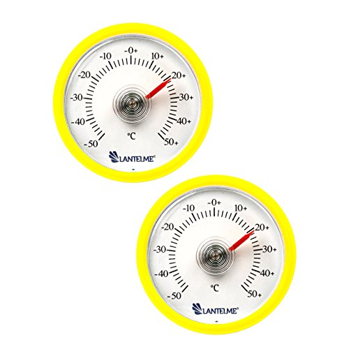 2 Stck Set Rundes Bimetall Analog Klebe Khlschrankthermometer Kunststoff Farbe gelb 4654