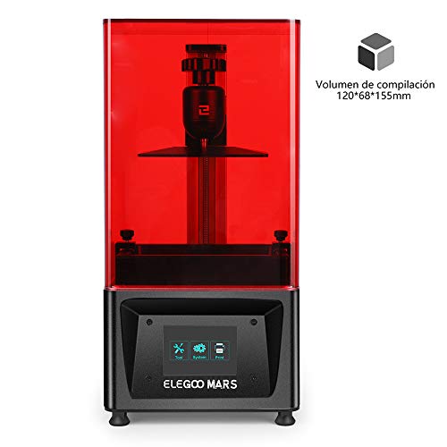 ELEGOO MARS Impresora 3D UV Fotocurado con 3.5" Pantalla Táctil Inteligente de Color Impresión Fuera de Línea 120mm(L) x 68mm(W) x 155mm(H) Tamaño de Impresión-Negro