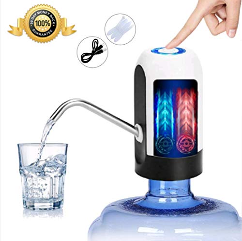 JSG Dispensador De Agua, Bomba Electrica, Automatico Carga USB, Dispositivo Universal (Beba Agua Comodamente) Color (Blanco y Negro)