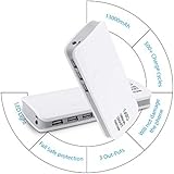 iATO ® 13000 mAh 3 USB Power Bank Portable Charger High Power Capacity Compact External Battery for Apple iPhone 6S Plus 6S 5S 5C 5 4S iPad Air 2 Mini 3 Samsung Galaxy S6 S5 S4 Note Tab Android Nexus HTC Motorola Nokia PS Vita Gopro Phones Tablets Devices Triple Output