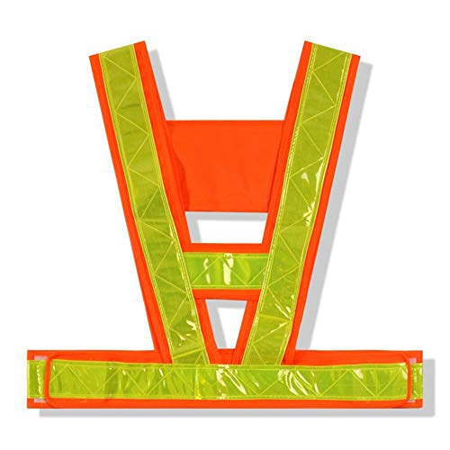 Preisvergleich Produktbild Warnweste für Herren Reflektierende Weste - High Visibility Sicherheitsausrüstung für Laufen Walking Jogging Radfahren Sicherheitsweste Outdoor Arbeitsweste (Color : Orange+Yellow Strip)