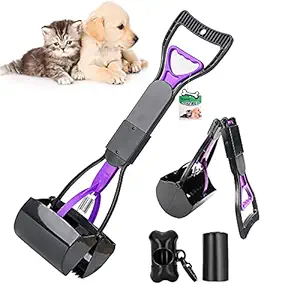 pasway Pet?Pooper?Scooper, ?24Inch Foldable Long Handle Poop Scoop for Dogs and Cats (Purple)