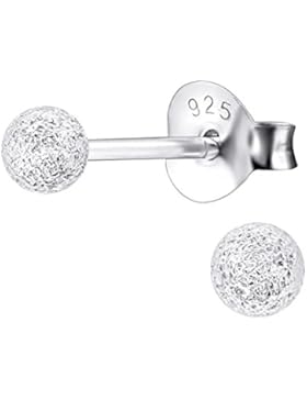 Laimons Damen-Ohrstecker Kugel glitzer aus Sterling Silber 925