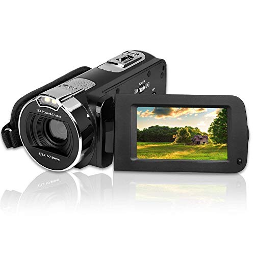 PowerLead Videocámara, Cámara de Video Digital, videocamara Digital DE 24 MP, Cámara con Zoom 16X, Pantalla LCD DE 2.7 Pulgadas, Negro