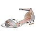 Produktbild sandale damen elegant Hochzeit Sandalen Knöchel Mid Heel Block Party Open Toe Schuhe(40, Silber)