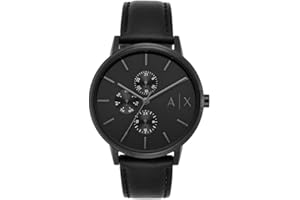 Armani Exchange Orologio da uomo, Movimento multifunzionale al quarzo e cassa da 42 mm con cinturino in pelle