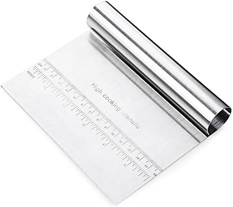 Ecombird Stainless Steel Pastry Scraper / Bench Scraper Chopper - Multipurpose Bench Knife with Measurement Makings - Best as Pizza and Dough Cutter