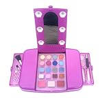 El juego para niñas viene con pintalabios, brillo de labios, colorete, sombras de ojos, brochas... todo los cosméticos necesarios para disfrazarse de mamá