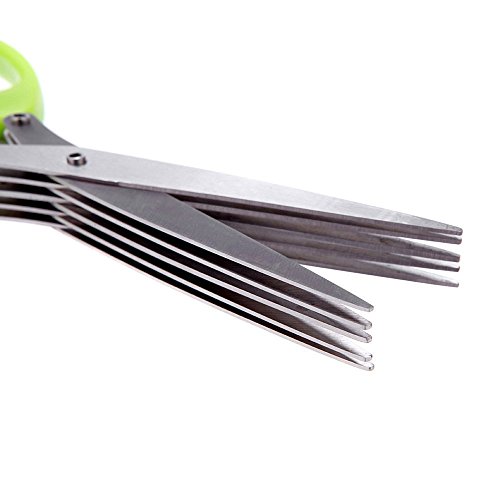 TOOGOO(R)Multifunktionale edelstahl Kuechenmesser 5 Schichten schere Sushi zerfetztes Lauch schneiden Kraeuter Gewuerze Schere - 4