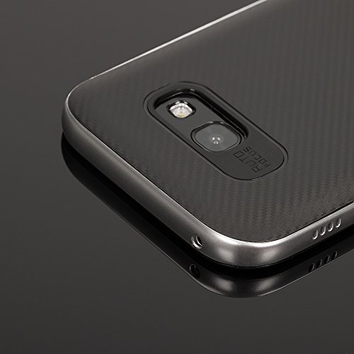 Samsung Galaxy A3 2017 Custodia Carbonio di NALIA, Slim Silicone Cover Protettiva Sottile con Bordi Effeto Metallo per Cellulare Bumper Protezione Case per Telefono Samsung A3 17, Colore:Argento