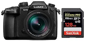 Panasonic Lumix GH5 20.3MP 4K Mirrorless Camera with Leica DG Vario-Elmarit 12-60mm F2.8-4.0 Lens + SanDisk 128GB Extreme Pro SDXC UHS-I Card - C10, U3, V30, 4K UHD, SD Card