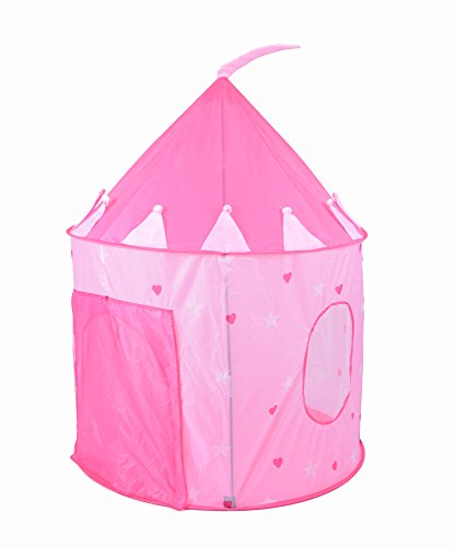 PuregadgetsÂ© Exclusive 2016 Pink Crown Fairy Princess Tale Castle Pop Up Children's Tent with Windows and Roll Up Door Pink Girls Indoor or Outdoor Use Girls Pink Toy Play Tent / Playhouse / Den