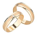 Die Ringe sind ca. 4 mm breit 1,2 mm stark. Der Diamant ist natürlich und unbehandelt in der Farbe G-H (weiß) und Reinheit SI. Inklusive gratis Schmuck-Etui.