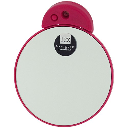 Hot Pink 12x Magnification Travel L.E.D. Suction Cup Mirror SC975