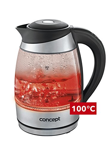 Concept hausgerate rk4060 Glas Wasserkocher, Herausnehmbarer Anti-Kalk-Filter, 1,8 L mit Temperatureinstellung, 2200 W, edelstahl / glas - 6