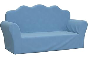 vidaXL Kindersofa 2-Sitzer Kinderzimmersofa Sofa Kindercouch Kindersessel Kindermöbel Minisofa Doppelsofa Kinderzimmer Blau Weich Plüsch