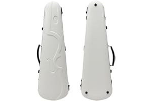 WUQIMUSC Custodia per violino 4/4 Full Size Hard Shell Impermeabile Violino Box Surface Texture Design Custodia da viaggio, bianco, #White, Cinturino posteriore