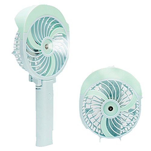 EJBOTH Mini USB New Sprühen Wasser Ventilator, Tragbarer Ventilatoren Tischventilatoren Fan Akku Faltbarer Mit Hängen und Metall Clip für Laptop Computer Desktop Zimmer Büro Outdoor Reisen Etc [Grün]