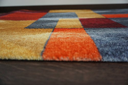 Designer-Fußmatte für Flur, Bad, Innen- und Außen-Bereich | Rutschfester und waschbarer Fuß-Abtreter | Praktischer Fußabstreifer und Schmutzfang-Matte | Moderne 50 x 70 cm Gelb-Orange | DECO-MAT - 3