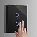 Produktbild Dimmer Touch Lichtschalter Elektronischer Kratzfeste Schwarz Glas 2 Fach 1 Wege Serienschalter Ausschalter