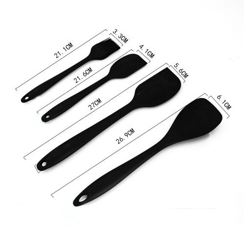 10er Silikon Küchenutensilien – Silikon Kochen Set – Zangen, Schneebesen, Pinsel, Spatel, Slotted Löffel, Nudel Löffel, Reis Paddel, Slotted Spatulla, Suppe Löffel, Hitzebeständige Kochutensilien, BPA Free Silikon Kitcen Werkzeug-Set(Schwarz) - 3