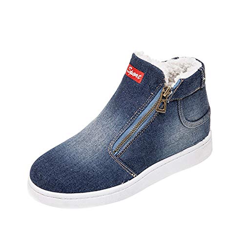 Preisvergleich Produktbild JUSTSELL_Schuhe Damen Herbst,Frauen Cowboy Leinwand Sneaker Reißverschluss Sportschuhe Schnallen Warm Gefüttert Baumwollschuhe SKunstlederer Warm Schuhe für Winter