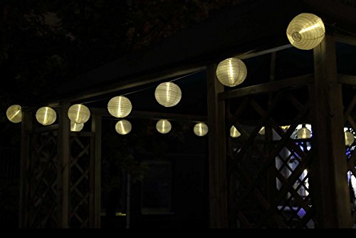 Lampion Lichterkette mit 25 LED Lampions weiß Ø 15 cm für außen Strom von Gartenpirat® - 2