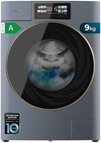 Cecotec Lavatrice 8Kg Carica Frontale Bolero DressCode 8900 Inverter FullColor Steel A. Acciaio 1400 Giri, Schermo 10,3", 11 Programmi, Inverter, SteamMax, Classe A