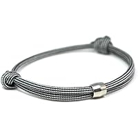 KOMIMAR Surfer Armband SILVERSTAR - Edelstahlperle - cool lässiger Surf Style - Freundschaftsarmband - Surfer - Skater - Snowboarder - DIY - Geschenkidee - Handgemacht - Yachting - Skaterschmuck - Surferarmband - Manschettenarmband - Geburtstagsgeschenk