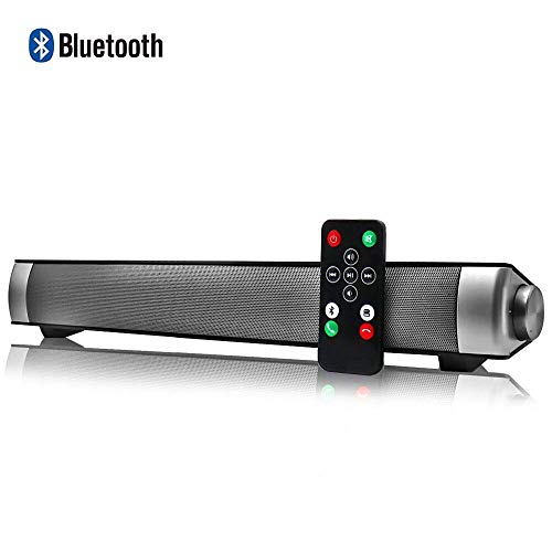 Soundbar per TV PC Smartphone Musica e Film con Bluetooth 4.1 Wireless e cablato, Argento, 15,7 Pollici