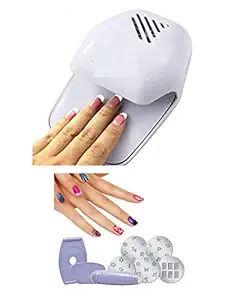 CLOUDTAIL CHOICE Nail Polish Dryer Machine Kit Portable Battery Operated with Salon Express Nail Polish Art Decoration Stamping Design Kit Decal Paint Stamp Combo Set(set of 1)