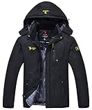 donhobo Herren Winter Fleecejacke Warm Jacke Softshelljacke Atmungsaktiv Outdoor Skijacke Winddichte Wasserdicht Funktionsjacke(Schwarz,L)