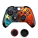 Produktbild Anti-Scratch Haut Aufkleber Faceplates Vinyl Decal Skin Aufkleber für Microsoft Xbox One Controller und 2 Stück Daumen Griff Stock Deckel (Orange Galaxis)