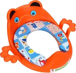 Childhood Premium Baby Toilet Seat Safe Soft Training Seat Potty Sitting Ring with Handles Bathroom Trainer closestool Cover, Soft Cushion Baby Potty Seat for Western Toilet (Orange)