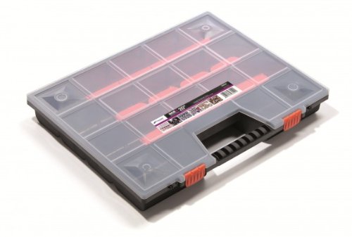 Prosperplast Sortierkasten Sortimentskasten schwarz Deckel transparent Organizer, 1 Stück, 490 x 390 mm, NOR Family NOR20