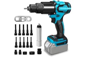 DRISUBT 2 En 1 Remachadora Eléctrica Compatible Con Makita 18v Batería, Con Puntas Para M6 Y M8, Para Remaches De 2,4 A 4,8 Mm.