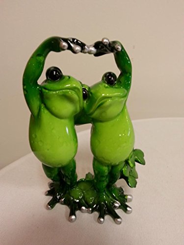 Froschpaar tanzend, gras-grün, 13 cm, formano Gartendeko - 2