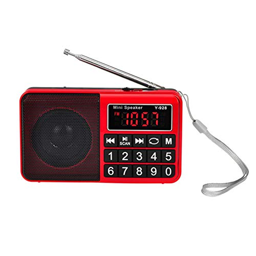 Preisvergleich Produktbild IOIOA Älteres Steckkartenradio, tragbarer FM / MW / SW-Multifunktionsradioempfänger Großanzeige USB-Festplatte TF-Karte MP3-Musik-Player-Lautsprecher mit wiederaufladbarem Akku,Rot