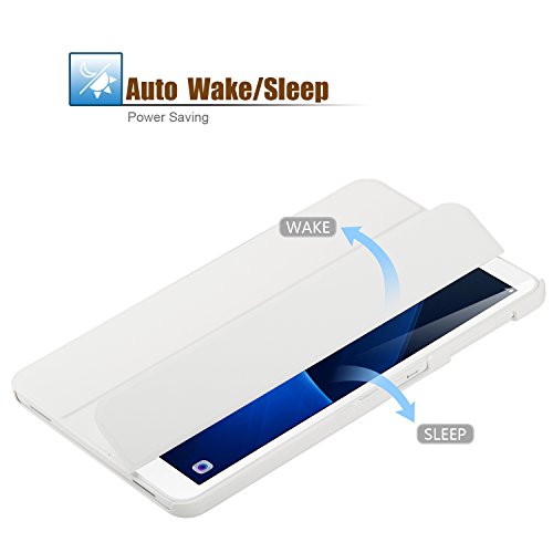 IVSO® Ultra Schlank Ständer Slim Leder zubehör Schutzhülle mit Automatischem Schlaf Funktion für Samsung Galaxy Tab A 10.1 Zoll Wi-Fi/ LTE (2016) SM-T580N/SM-T585N Tablet-PC perfekt geeignet,Weiß - 3