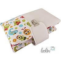 Süße Windeltasche Wickeltasche für unterwegs mit Monster handmade Steckverschluss Kunstleder Lederimitat