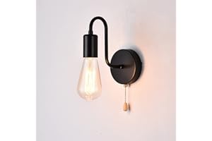 Mengjay Trade, E27 Vintage Applique da Parete Interno con interruttore Retro Metallo Lampada Muro Lampada da Parete, per Camera da Letto, Soggiorno, Bagno, Corridoio, Scale Esclusa lampadina