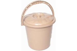 OMS HOME STORE Plastic Bucket with Lid Handle Small Large Storage Bucket Bin Container Measures (Mocha, 5L)