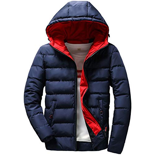 JiaMeng Hombre Invierno Cazadoras De Plumas Calor Grueso Casual cálido Abrigo de Invierno con Capucha con Cremallera Outwear Chaqueta Blusa Superior