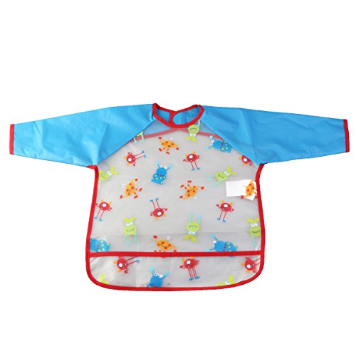 Toddler Smock -NUOLUX Infant Waterproof Feeding Bib Smock with Long Sleeves