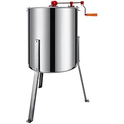 Olibelle Extracteur de Miel Electrique Extracteur de Miel en Acier Inoxydable avec Grand Trépied Manivelle (4 Cadres Manuel)