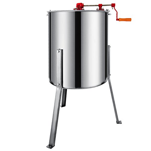 Olibelle Extracteur de Miel Electrique Extracteur de Miel en Acier Inoxydable avec Grand Trépied Manivelle (4 Cadres Manuel)