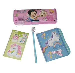 Tumruka Creatives Combo1 Multipurpose Pouch Box Case Dual Sharpene1 Lock Password Diary 1Unicorn Pen Unicorn 1 Sticky Note Pad Flags Sheets For Girls Kids Boys College Birthday Return Gifts
