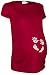 Happy Mama. Women's Maternity T-shirt Tee Shirt Baby Feet Hands. 013p (Crimson, UK 8/10, S)